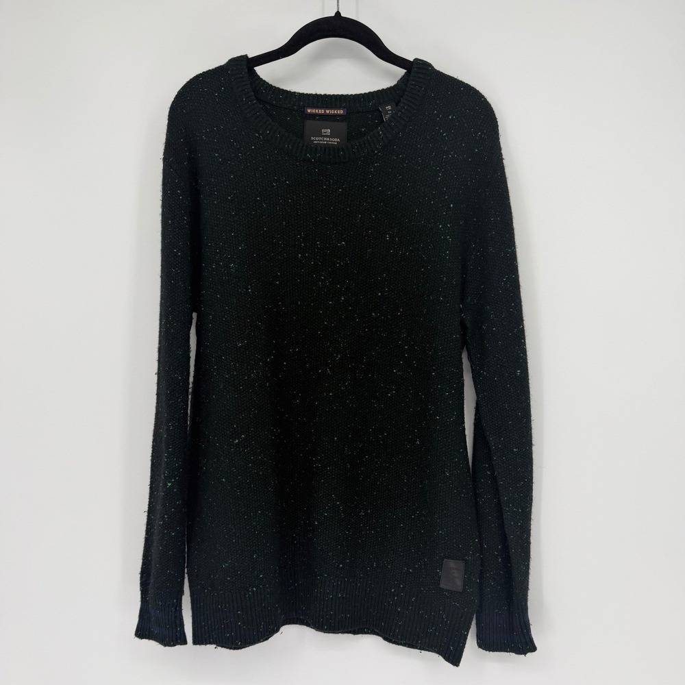 Scotch & Soda Mens XL Wicked Wicked Flecked Knit Crewneck Sweater Green Multi